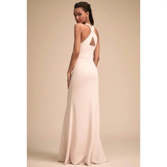 NWT Anthropologie BHLDN Klara Maxi Dress Long High Neck Cocktail Almond Ivory 4 - Picture 1 of 15